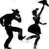 37354449 silhouette noire d un couple habill dans des v tements traditionnels occidentaux style bottes de cow banque d images